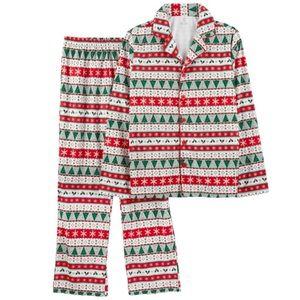 Carter’s Adult Christmas Winter Fair Isle Fleece Coat Style Pajamas